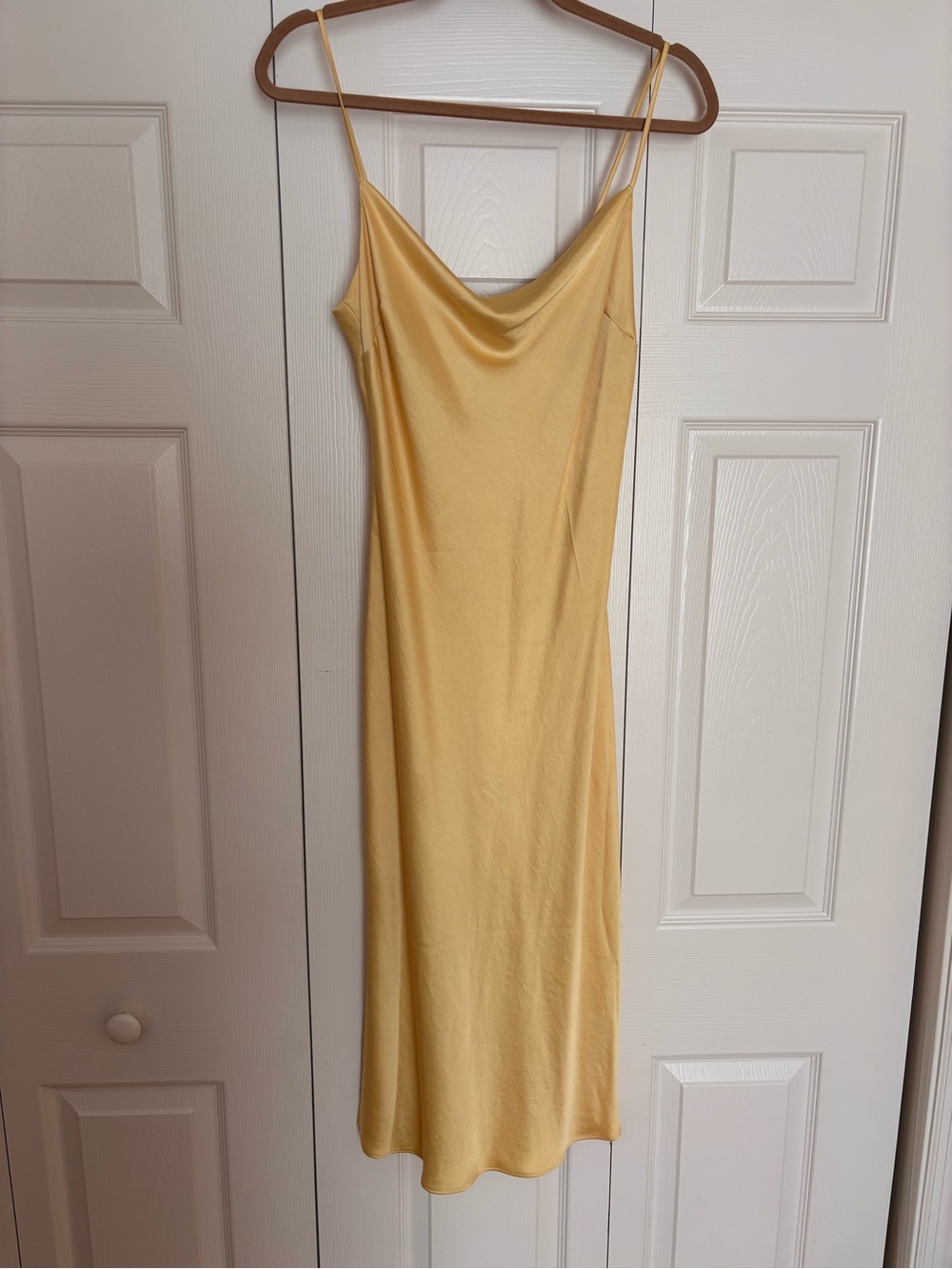 Butter Yellow Slip Dress with Cowl Neck